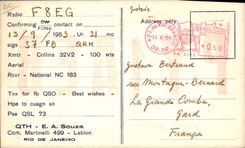 COM Martinelli Leblon de la telegrafía PY1AEB Rio de Janeiro el Brasil Souza de la POSTAL de la VENDIMIA