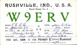 Camino rural de la telegrafía W9ERV Rushville Ind de la POSTAL de la VENDIMIA