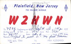 Avenida Kunzman máximo de la ladera de la telegrafía W2HWN Plainfield New Jersey de la POSTAL de la VENDIMIA