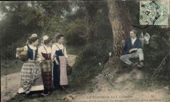 CPA Folklore Le bonheur aux Champs Le pere de quatre fils a marier 