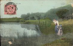 CPA Folklore L'attente