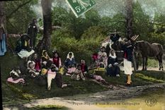 CPA Folklore Pique Nique a une noce de campagne Cheval Mariage 