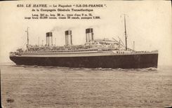 CPA Bateau Paquebot Ile de France Le Havre 