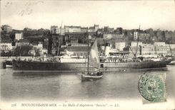 VINTAGE POSTCARD Boulogne Boat on Sea the Trunk of England Invicta