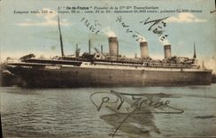 CPA Bateau Paquebot Ile de France Cie Gle Transatlantique
