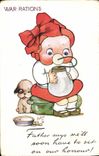 VINTAGE POSTCARD Fantasy Child Baby Milk Feeding-bottle Dog