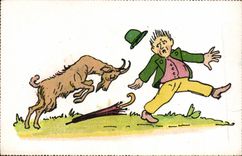 VINTAGE POSTCARD Goat Goat Humor