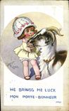 VINTAGE POSTCARD Goat Child goat Right Illustrator