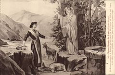 VINTAGE POSTCARD Chevre Notre Dame de Lans St Maurice announces has Benoite that she will see the Blessed Virgin with the Small valley of the Furnaces