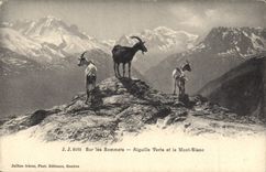 CPA Chevre Sur les sommets Aiguille verte et le Mont Blanc
