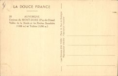 VINTAGE POSTCARD Chevre Auvergne Environs of the Mount Gilds Valley of Sioule and the rocks Sasnadoire and Tuiliere