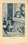 VINTAGE POSTCARD Fantaisie Illustrator Children the five directions Chat kitten Fishes