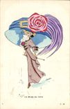 VINTAGE POSTCARD Fantasy Illustrator Woman fashion of 1909 Hat