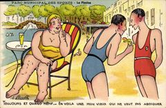 VINTAGE POSTCARD Fantasy Illustrator Woman Municipal Park of the sports