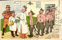 VINTAGE POSTCARD Militaria Fantasy the visit Doctor Mort in alcohol