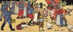 VINTAGE POSTCARD Fantasy Militaria Persons on leave with the country Cow Dog Goose Pig Pig