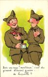 CPA Fantaisie Militaria Bois un coup Mon vieux