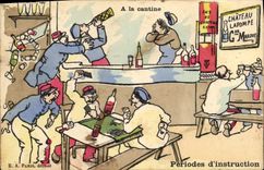 CPA Fantaisie Militaria A la cantine 
