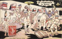 CPA Fantaisie Militaria En permission Le retour 