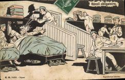 VINTAGE POSTCARD Fantasy obligatory Militaria Alarm clock