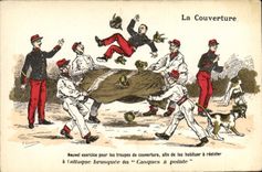 CPA Fantaisie Militaria la couverture Chien 