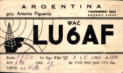 Telegrafía la Argentina LU6AF Antonio Figueras Valdenegro Buenos Aires de la POSTAL de la VENDIMIA
