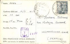 Imbécil de Jose Antonio de las moralejas de Francisco Ayala de la corrida de la telegrafía EA7FS Ssevilla Bull de la POSTAL de la VENDIMIA