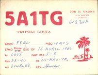 VINTAGE POSTCARD Telegraphie 5A1TG Tripoli Libya Joe D Gains