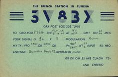 Telegrafía 3V83X Túnez de la POSTAL de la VENDIMIA