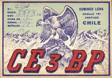 VINTAGE POSTCARD Telegraphy CE3BP Eagle Domingo Lena Santiago Chile