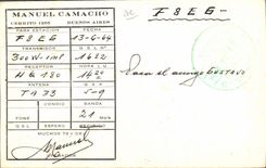CPA Telegraphie LU9ABI Argentina Manuel Camacho Buenos Aires