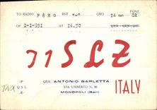 CPA Telegraphie J1SLZ Anotnio Barletta Via Umberto Monopoli Bari Italy