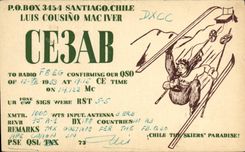 VINTAGE POSTCARD Telegraphie CE3AB Santiago Chile Shine cousino Mac Iver Ski