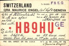VINTAGE POSTCARD Swiss Telegraphy HB9HU QRA Maurice Engel Geneva