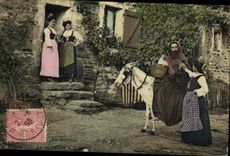 CPA Folklore Le queteur Ane Mule 