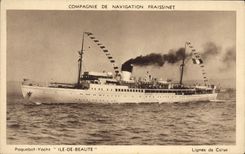 CPA Bateau Paquebot Yacht Ile de Beaute Lignes de Corse Fraissinet