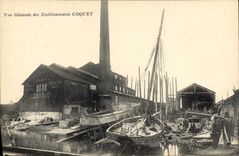 CPA Bateau Vue generale des Etablissements Coquet 