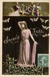 VINTAGE POSTCARD Fantasy Woman Merry Christmas