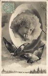 CPA Fantaisie Enfant Papillon Paques