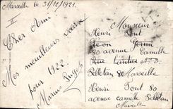 VINTAGE POSTCARD Fantasy Children Happy New Year Snowman Alsace