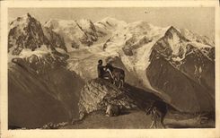 VINTAGE POSTCARD Goat Chamonix Mont Blanc Planpraz Seen on Mont Blanc
