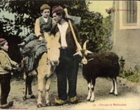 CPA Chevre Groupe de Bethmalais Folklore Ane Mule Ariege 