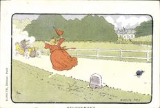 VINTAGE POSTCARD Fantasy Automobile Illustrator Devotion