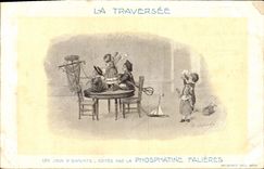 VINTAGE POSTCARD Fantasy Illustrator the crossing sets of children Phosphatine Falieres