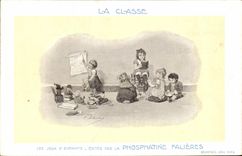 CPA Fantaisie Illustrateur La classe Les jeux d'enfants Phosphatine Falieres 