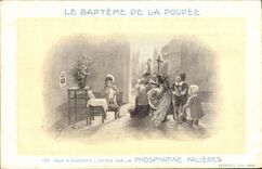 VINTAGE POSTCARD Fantasy Illustrator baptism of the headstock sets of children Phosphatine Falieres