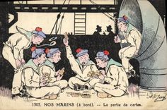 VINTAGE POSTCARD Militaria Our Sailors the part of charts