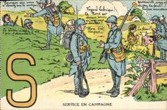 CPA Militaria Service en campagne 