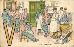 VINTAGE POSTCARD Militaria Doctor Vaccination