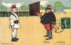 CPA Militaria Allez rompez